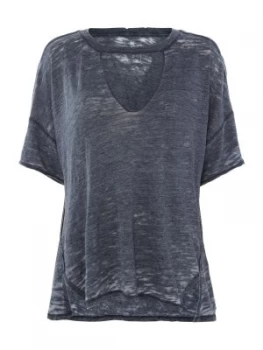 Image of Free People Jordan T Shirt With Deep V Neck Blue