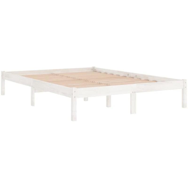 Image of VIDAXL Bed Frame without Mattress White Solid Wood Double vidaXL 8720286762196