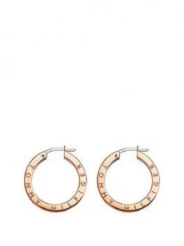 Image of Tommy Hilfiger Rose Gold Crystal Set Ladies Hoop Earrings