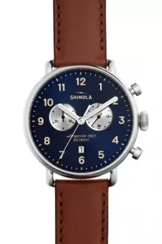 Image of Shinola Canfield Chrono 43mm Dark Cognac Leather Strap Watch S0120001940