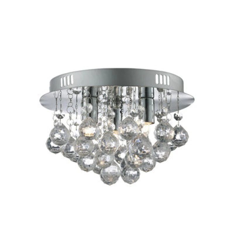 Image of Lighting Collection 3 Light Flush Ceiling, Chrome & Clear Acry