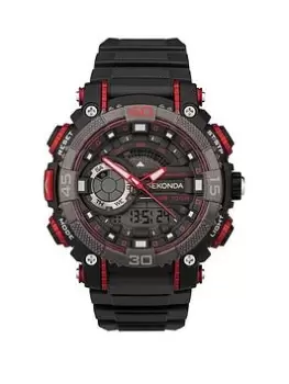 Image of Sekonda Mens Sport Malvern Black Plastic Strap With Black Dial Ana-Digi Watch