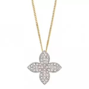 Image of Puffed Flower Diamonds Yellow Gold Pendant GP2283