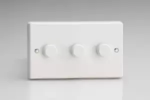 Image of Varilight V-Pro 3x300W 3 Gang 3 Way Dimmer Switch - White - JQDP303W