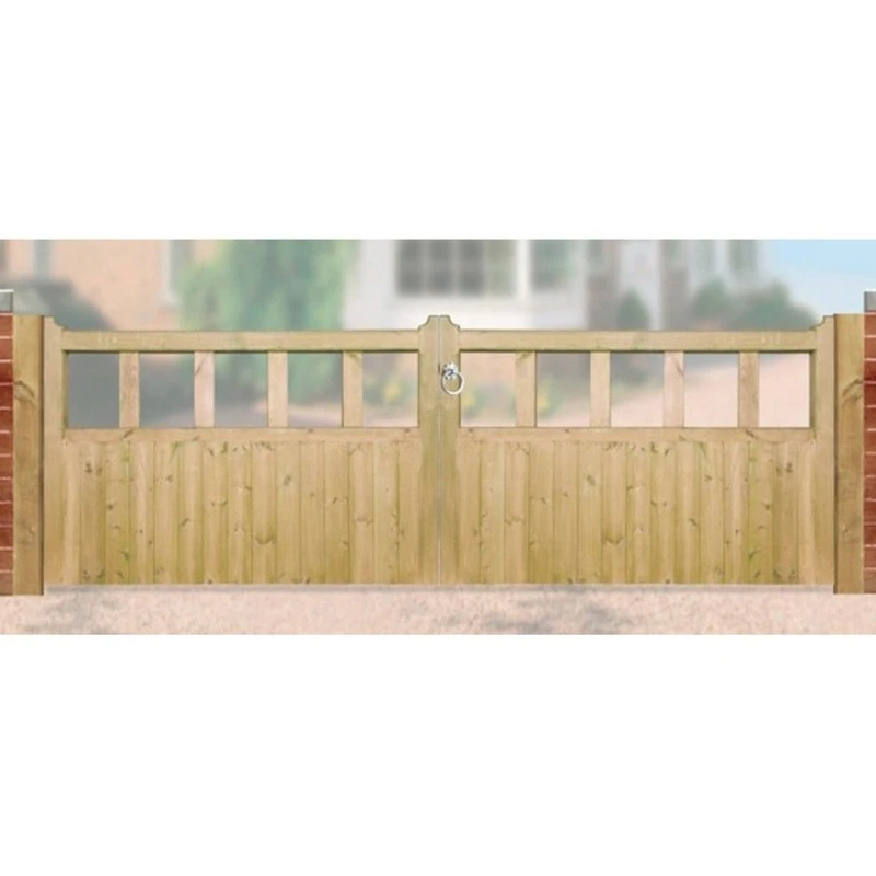 Image of Burbage Iron Craft Quorn Low Pressure Treated Double Driveway Garden Gate, W3300 x H900mm in Brown Brown Unisex