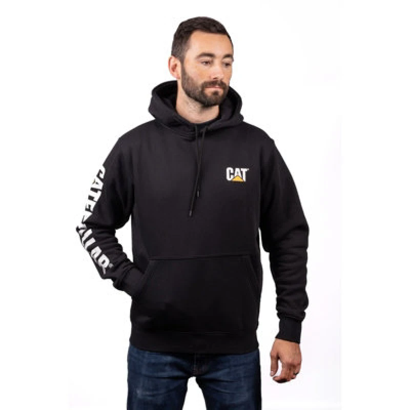 Image of Caterpillar Trademark Banner Hooded Sweatshirt Black