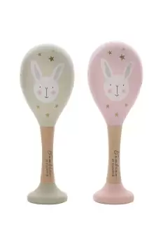 Image of Toy Wooden Maracas Rabbit Pink