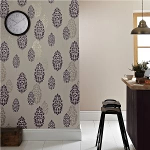 Image of Graham and Brown Super Fresco Lucy Wallpaper - Plum