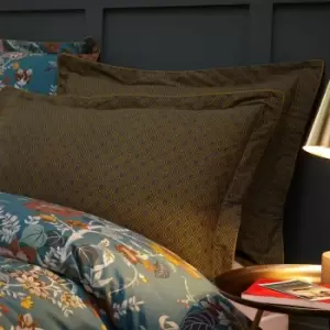 Image of Paoletti Bloom 200 Thread Count Oxford Border Pillowcase Pair Cotton Blue