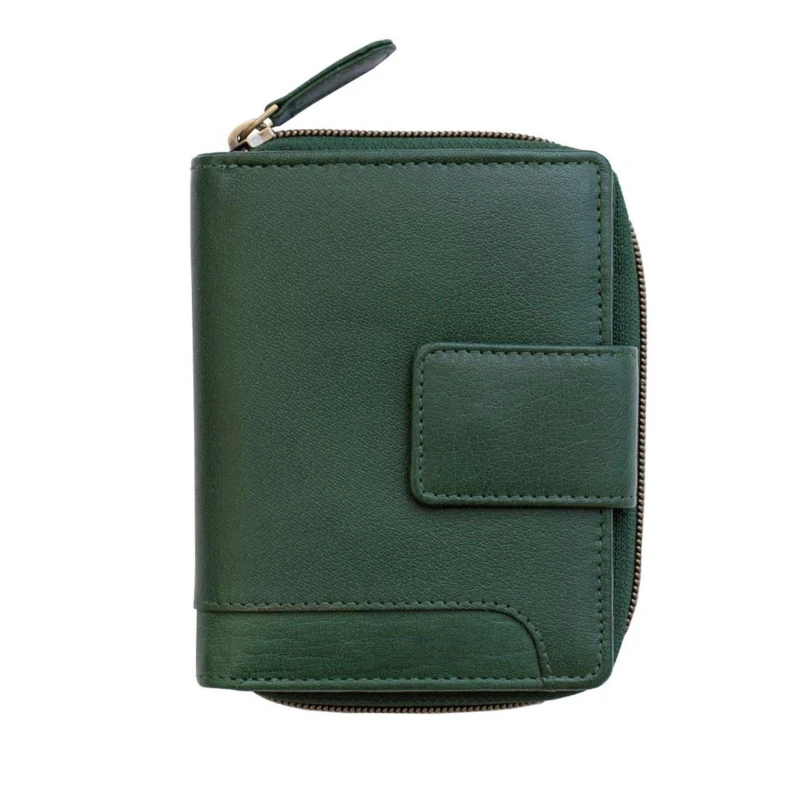 Image of PRIMEHIDE 'Velura' Leather Medium Zip Around Trifold Purse Dark Green