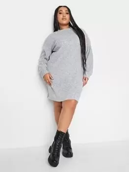 Image of Yours Yours Soft Touch Rib Midi Dress, Grey, Size 20, Women