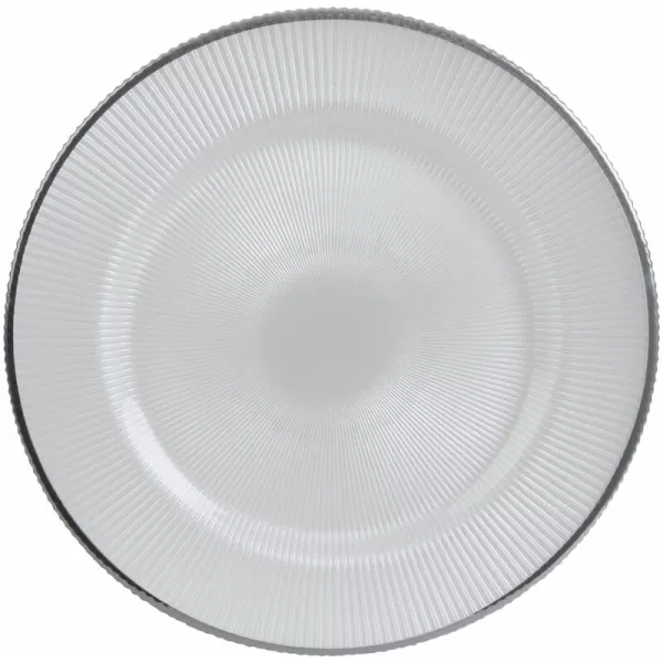 Image of Premier Housewares 33Cm Set Of 2 Embossed White Glass Charger Plate