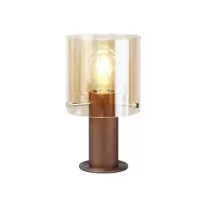 Image of Luminosa Lighting - Luminosa Table Lamp, 1 Light Table Lamp E27, Mocha, Amber Glass