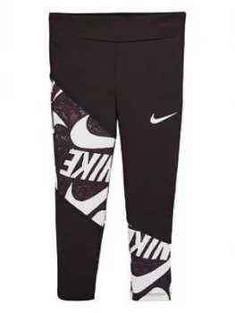 Image of Nike Younger Girls Marker Graphic Dri-fit Leggings - Black, Size 2-3 Years, Women