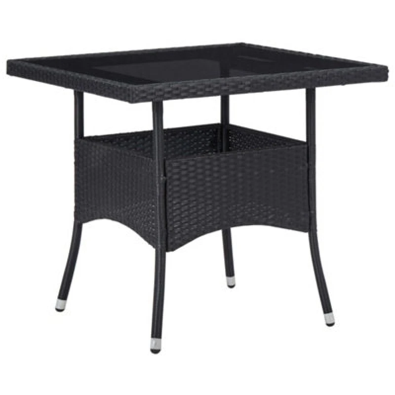 Image of VIDAXL Outdoor Dining Table Black Poly Rattan and Glass Vidaxl 8719883727271