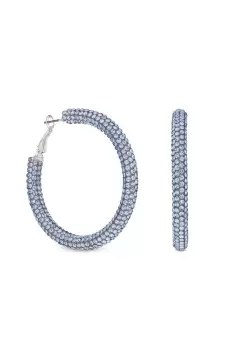 Image of Silver Lavender Diamante Tube Hoop Earrings