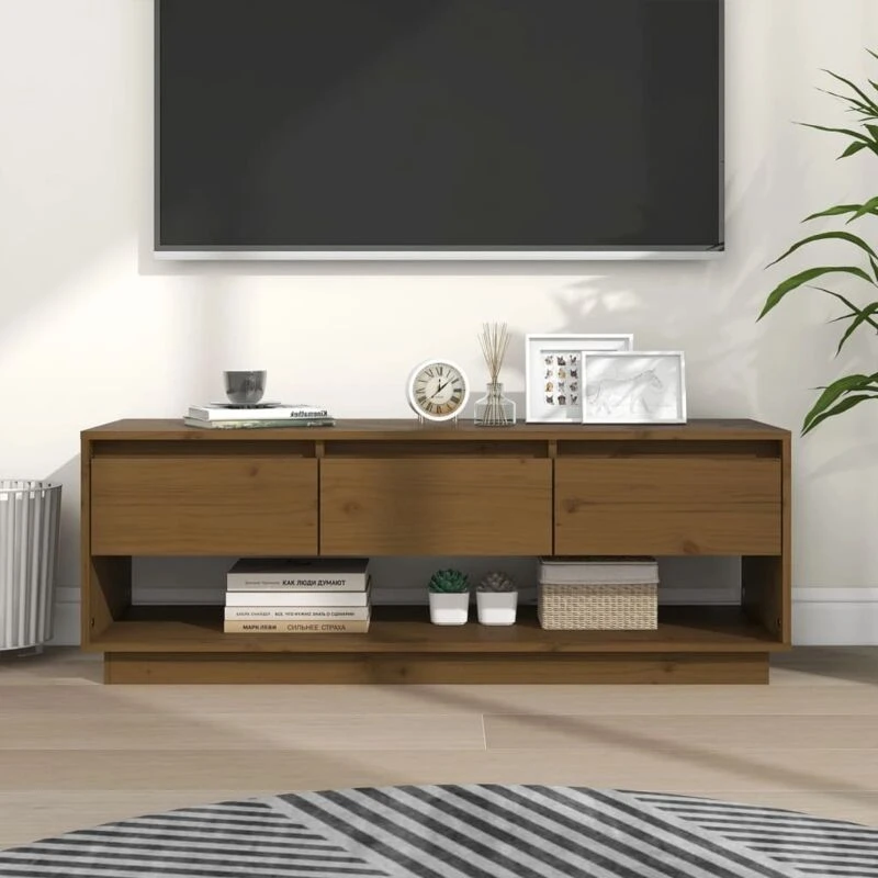 Image of VIDAXL TV Cabinet Honey Brown 110.5x34x40cm Solid Wood Pine Vidaxl 8720286904855
