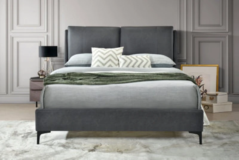 Image of Flintshire Ashleigh Grey Fabric Bed Frame - 5ft King Size