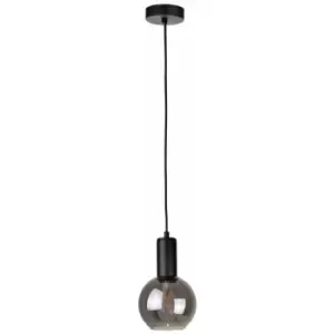 Image of Keter Lighting - Keter Supra Dome Pendant Ceiling Light Black, 15cm, 1x E27