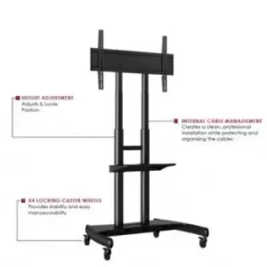 Image of TRUTROLLEY Mobile XL Height Adjustable Trolley for 55&amp;quot; - 86&amp;quot; LCD/LED Displays Black