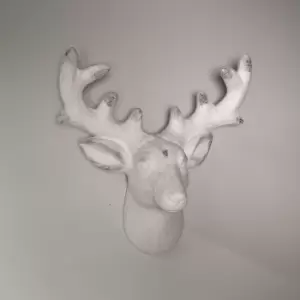 Image of 46cm Snow Flocked Wall Hanging Reindeer Head Christmas Decoration