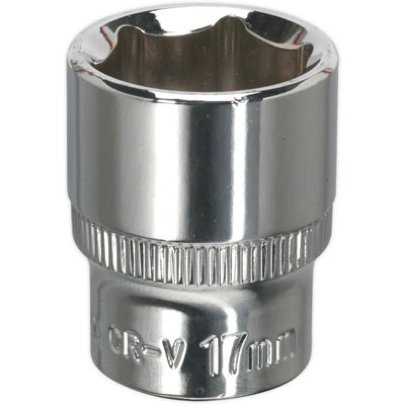 Image of Loops 17mm Forged Steel Drive Socket - 3/8" Square Drive - Polished Chrome Vanadium Metallics