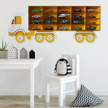 Image of Kamyon - Yellow, White White Yellow Decorative MDF Wall Shelf