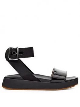 Image of UGG Lennox Flat Sandal - Black, Size 4, Women