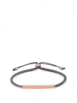 Image of Simply Silver Rose Gold Plated Sterling Silver Personalised Engravable Bar Adjustable Grey Toggle Bracelet