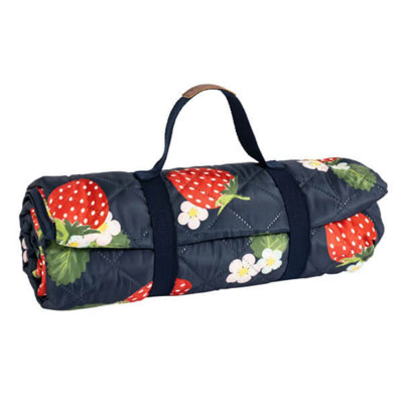 Image of Summerhouse By Navigate Strawberries & Cream Premium Quilted Extra Large 200X140Cm Family Picnic Rug