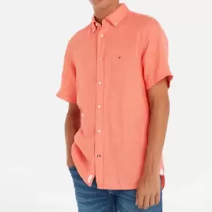 Image of Tommy Hilfiger Pigment Dyed Linen Short Sleeve Shirt - M