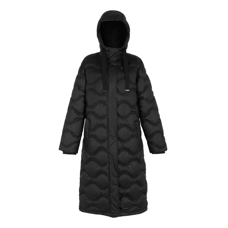 Image of Womens long hooded down jacket Regatta Embrie Noir Female 46