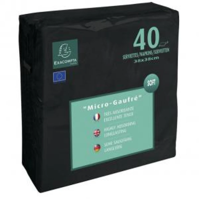 Image of Exacompta Napkins Micro High Quality Embossed Paper Black (Pack...