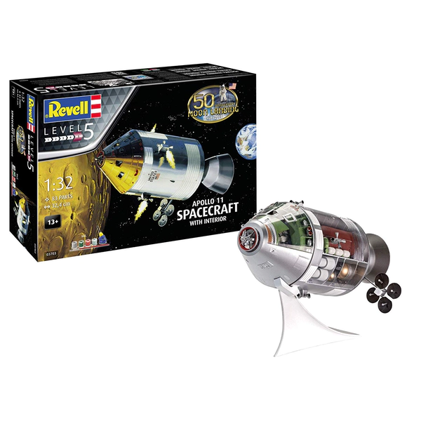 Image of Apollo 11 Spacecraft with Interior 50th Anniversary First Moon Landing 1:32 Revell Model Kit