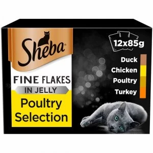 Image of Sheba Fine Flakes Poultry Cat Food 12 x 85g