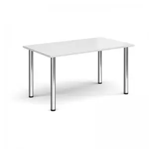 Image of Rectangular chrome radial leg meeting table 1400mm x 800mm - white