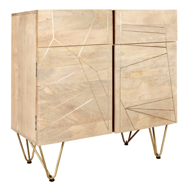 Image of Indian Hub Light Gold 2 Door Medium Sideboard