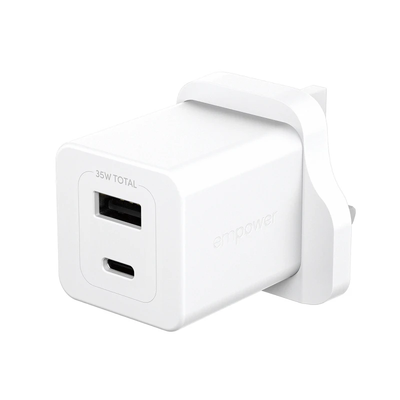 Image of PanzerGlass PanzerGlass empower by Turbo 35W Charger incl. USB-C + USB-A UK Plug| Silver White EM51576