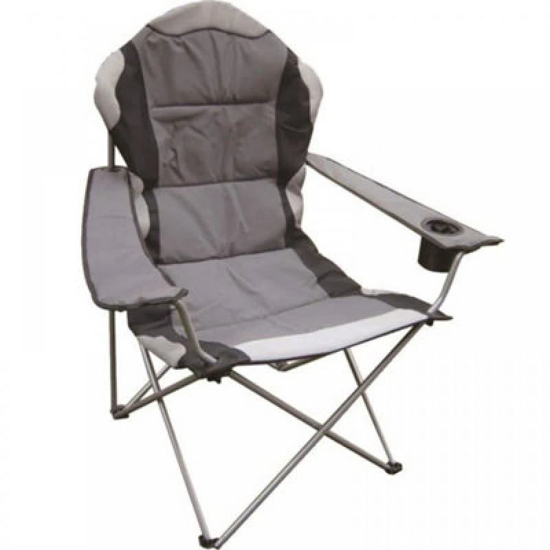 Image of Gr8 Garden Deluxe Folding Camping Chair Grey Black Fishing Picnic Beach Garden Patio Seat