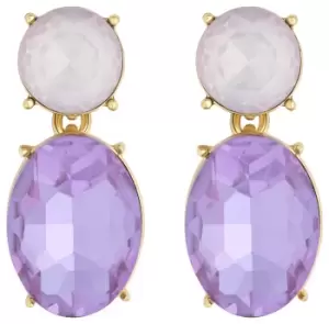 Image of Lipsy Gold Coloured Purple Oval Glass Drop Earrings