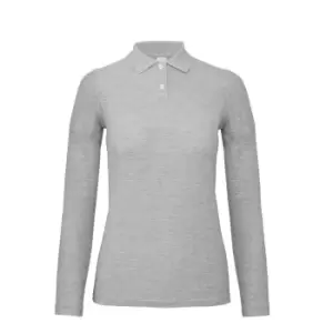 Image of B&C ID.001 Womens/Ladies Long Sleeve Polo (S) (Taupe Grey)