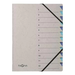 Image of Pagna Pro Deluxe A4 12 Compartment Sorting File GreyBlue Pack of 5