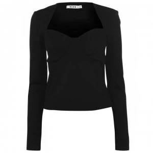 Image of NA-KD Shaped Neckline Top - Black