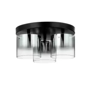 Image of Contemporary LED Shade Cluster Ceiling 5 Light Black, Glass 3000K