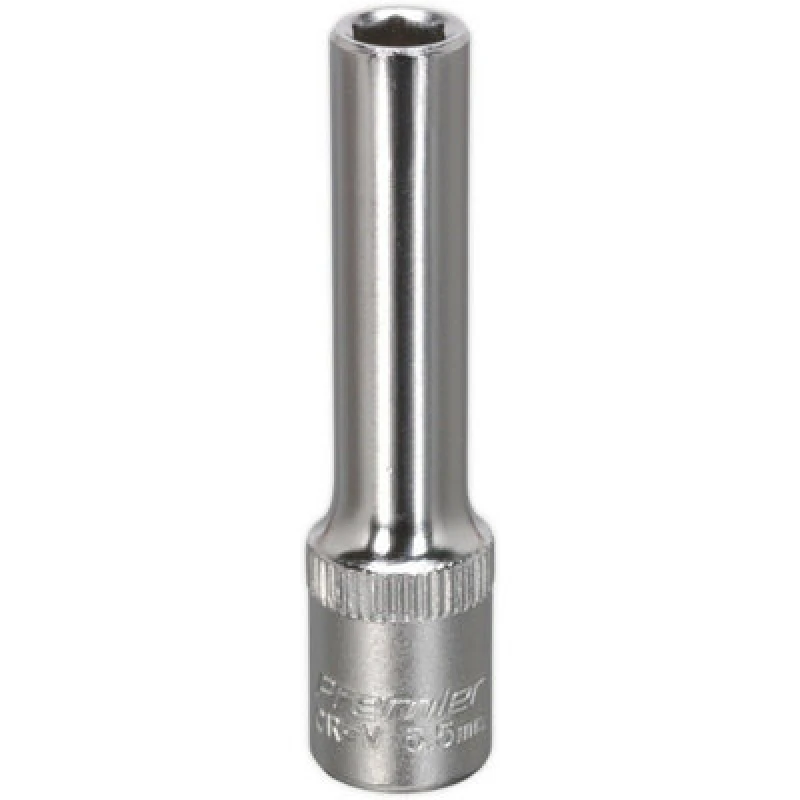 Image of Loops 5.5mm Forged Steel Deep Drive Socket 1/4" Square Drive Chrome Vanadium Socket Metallics