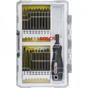 Image of Bosch Accessories 2607017320 Bit set 37 Piece Slot, Phillips, Pozidriv, TORX BO, Tri-Wing, Spanner, Square socket incl. screwdriver bit holder
