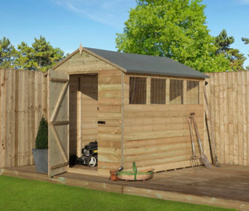 Image of Empire Sheds Empire 9200 Premier Apex Shed Windows 5X6 Pressure Treated Tongue And Groove Wooden Garden Shed (5' X 6' / 5ft X 6ft) (5X6)