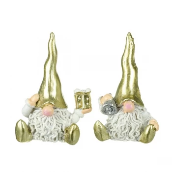 Image of Sitting Gonks In Shiny Gold Hats (Set of 2)