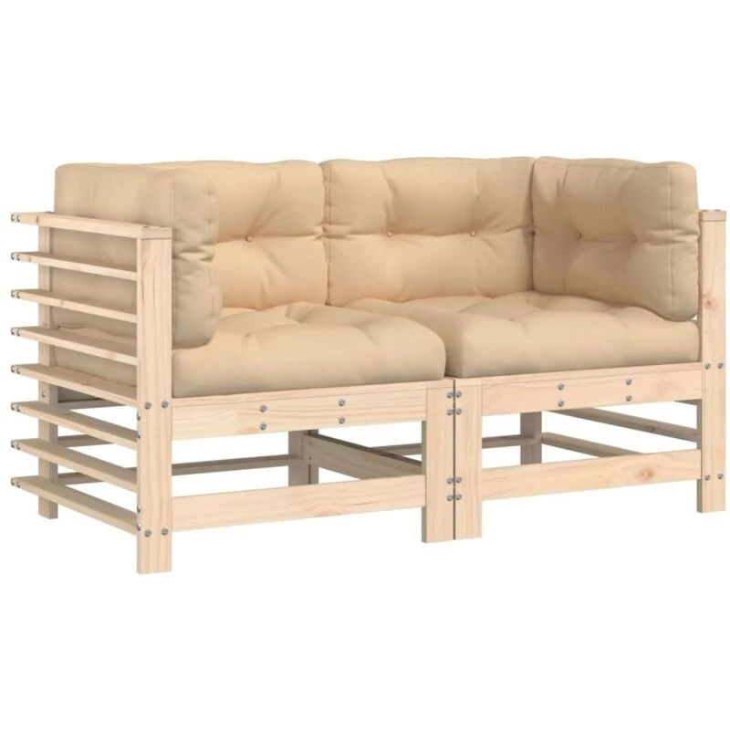 Image of VIDAXL Corner Sofas with Cushions 2 pcs Solid Wood Pine Vidaxl 8720845802844