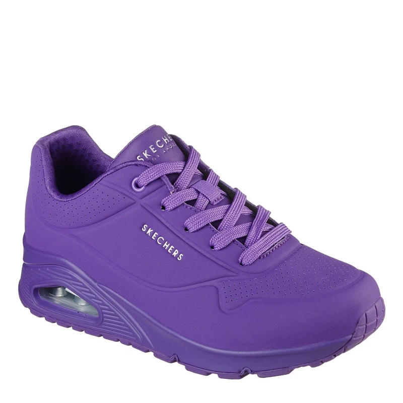 Image of Skechers Womens Durabuck Lace Up Classic Low-Top Trainers Purple female 3 (36)